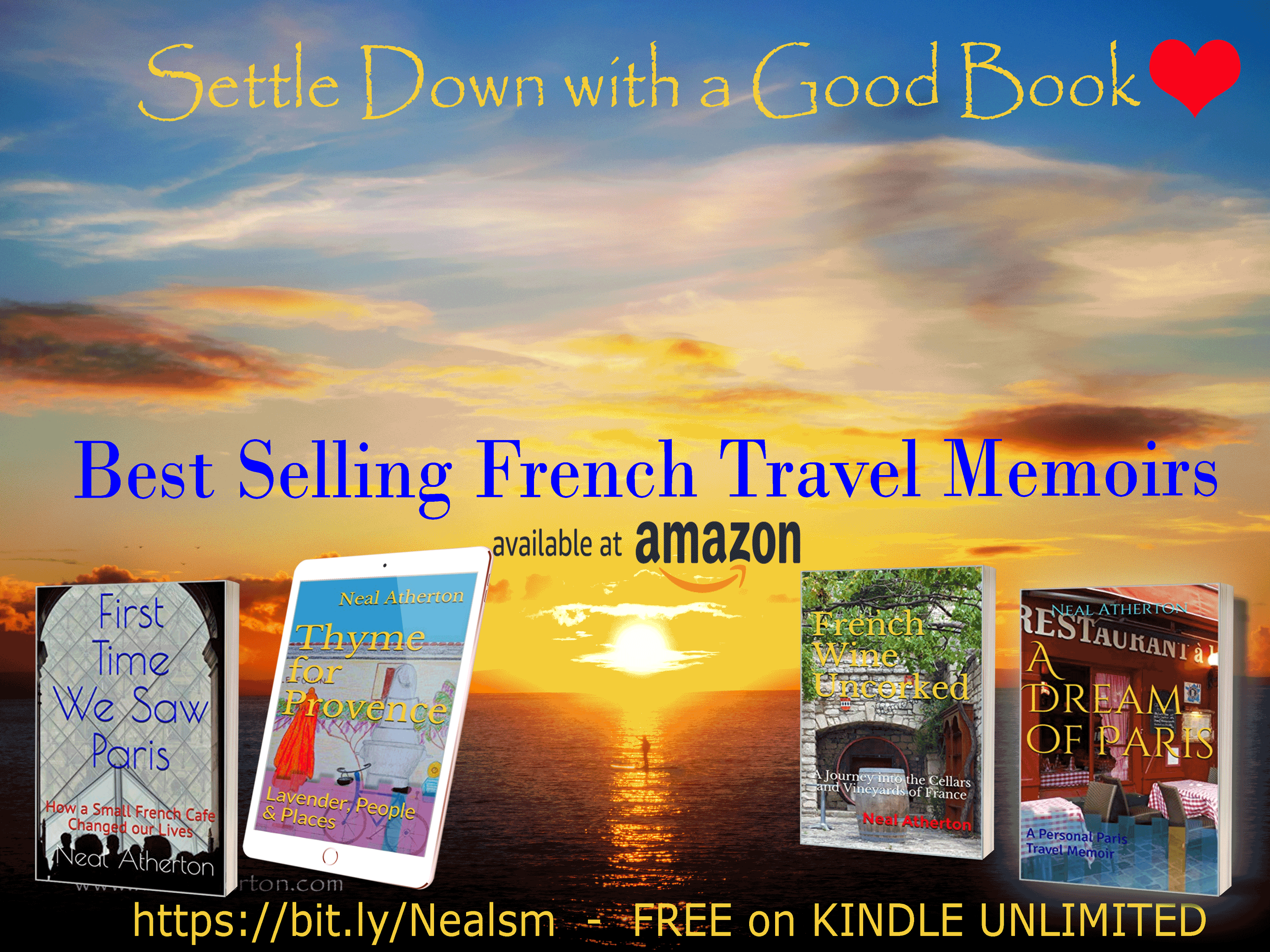 Alt="Sunset photo for French travel guide books non-fiction"