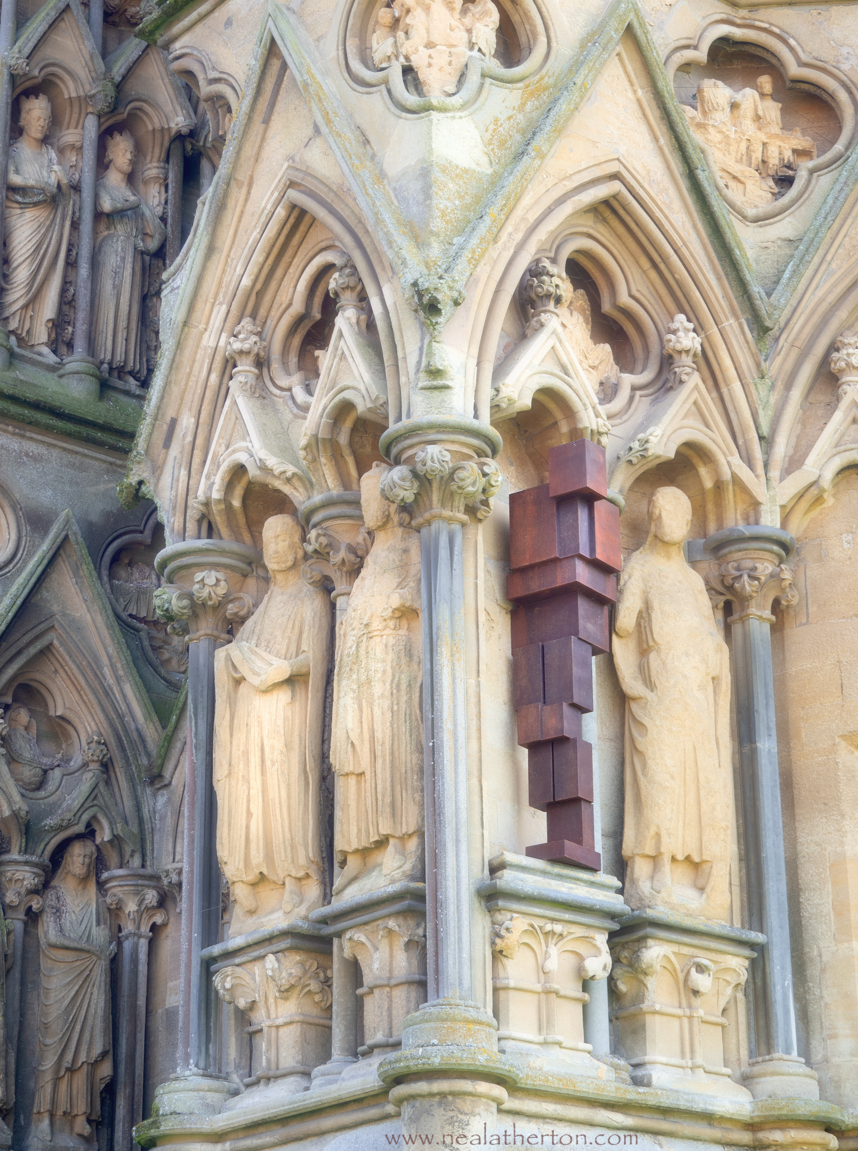 Alt="Photo of Anthony Gormley statue Wells Cathedral"