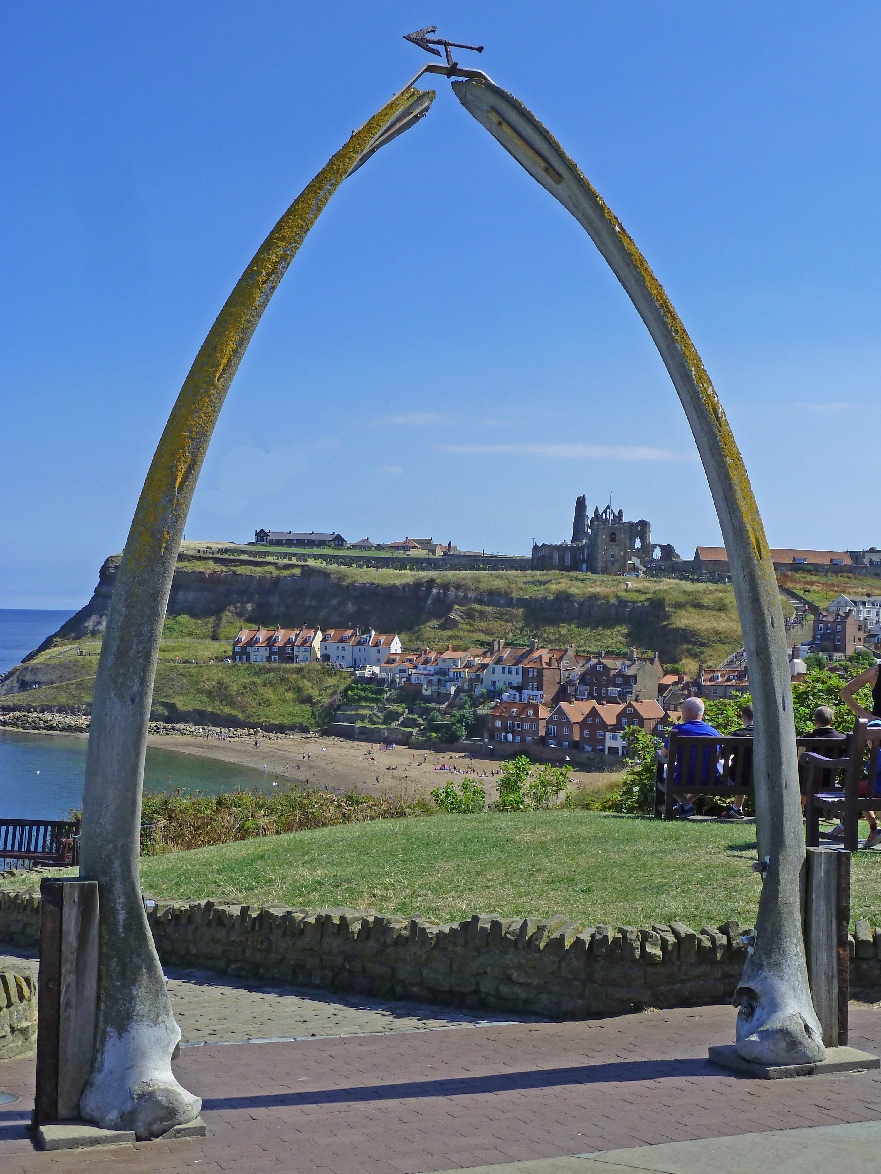 Alt="Photo of Whalebone overlooking Whitby harbour"