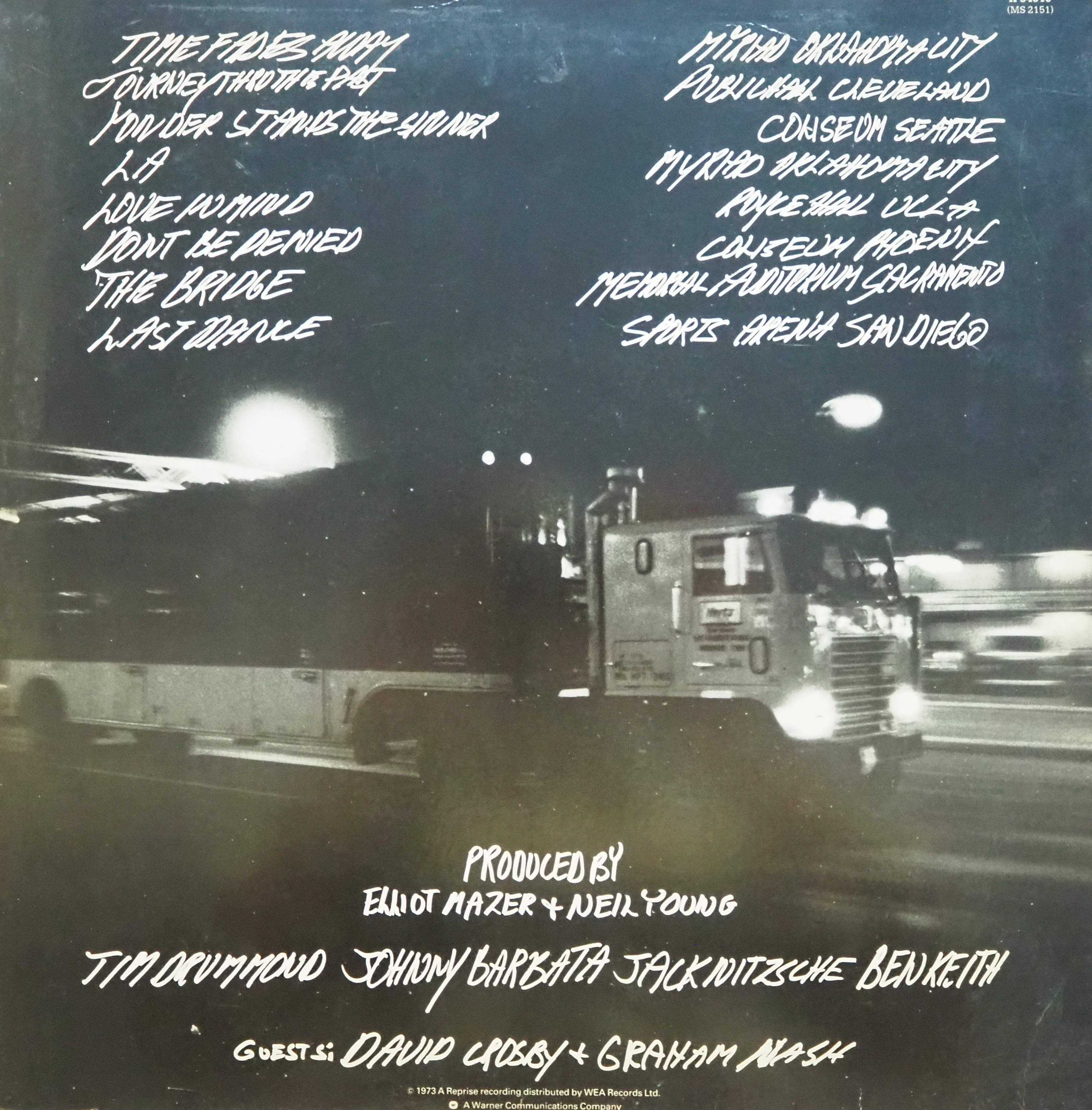 Alt="Neil Young Time Fades Away rear cover vinyl record album"