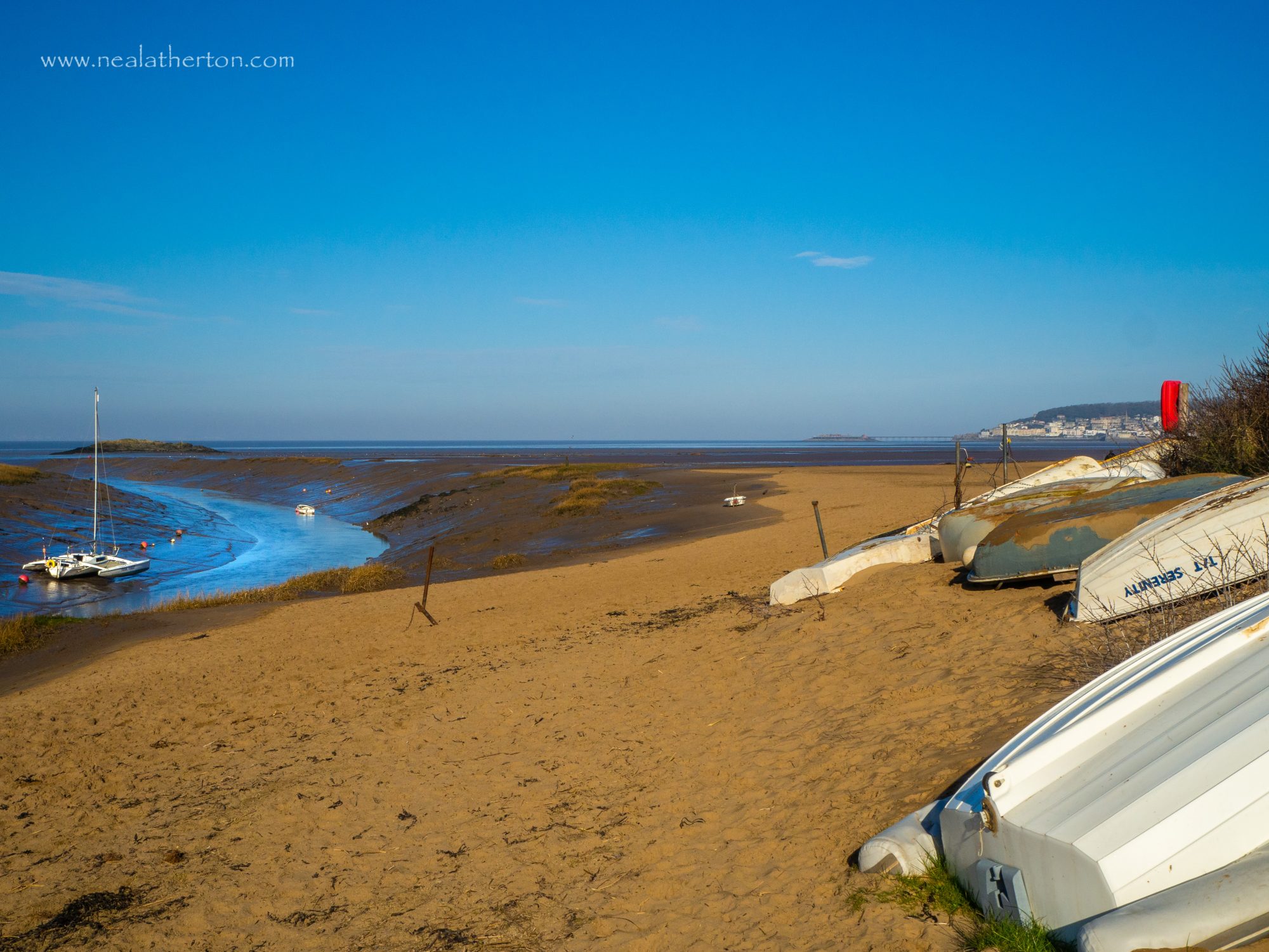 Alt="Boats at the estuary at Uphill Somerset"