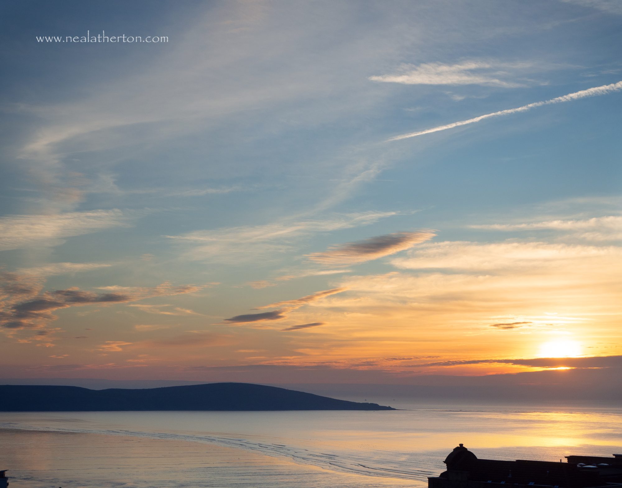 Alt="Sunset over the Bristol Channel looking out to Brean Down Somerset"