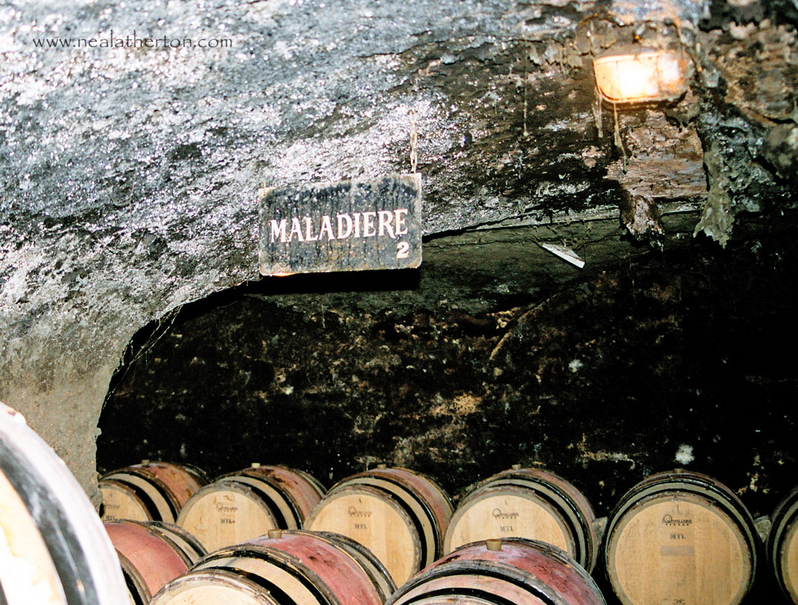 under the streets in Beaune are old cellars located at Maison Champy in Burgundy