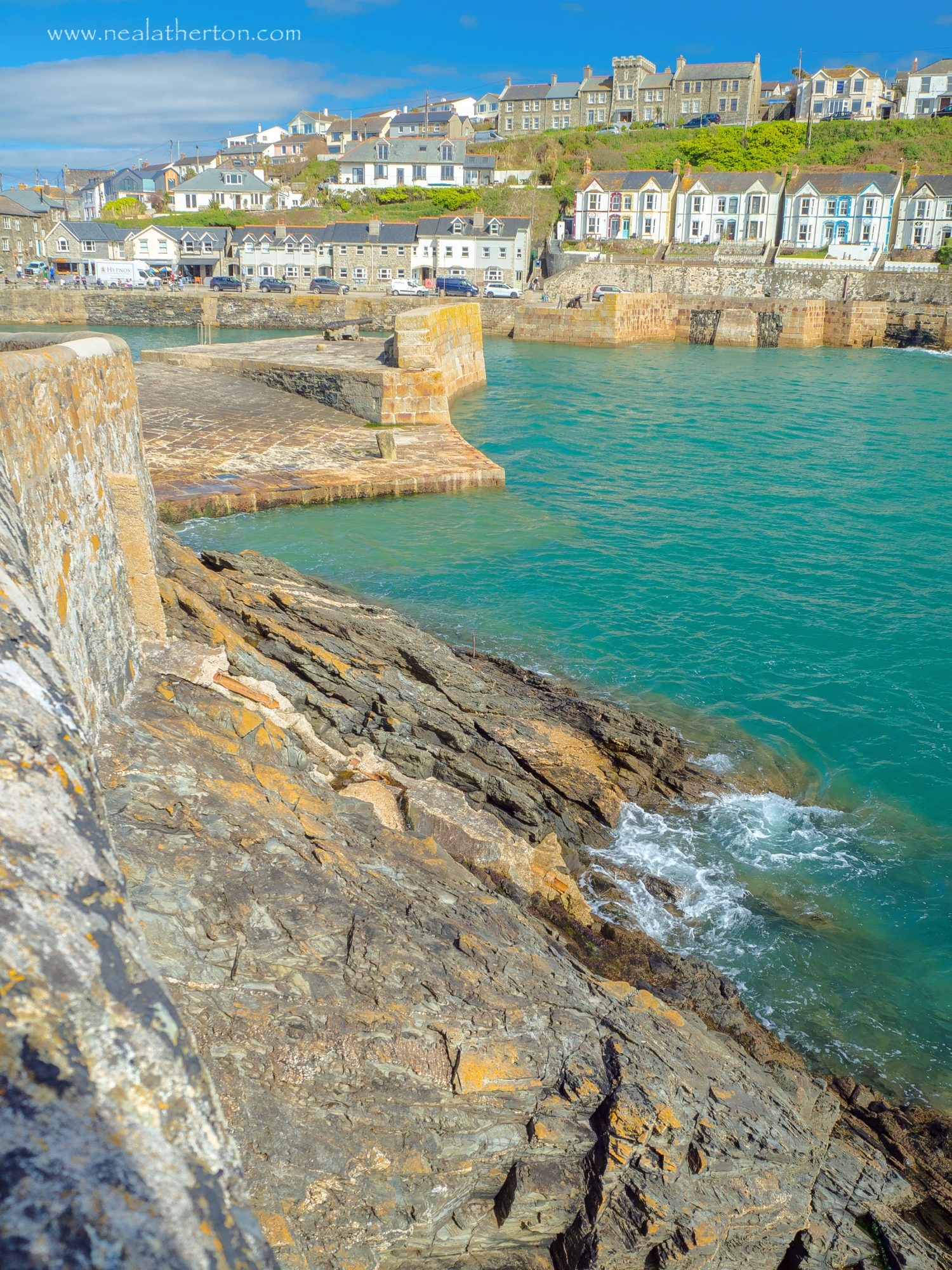 The picturesque harbour entrance at Porthleven in Cornwall