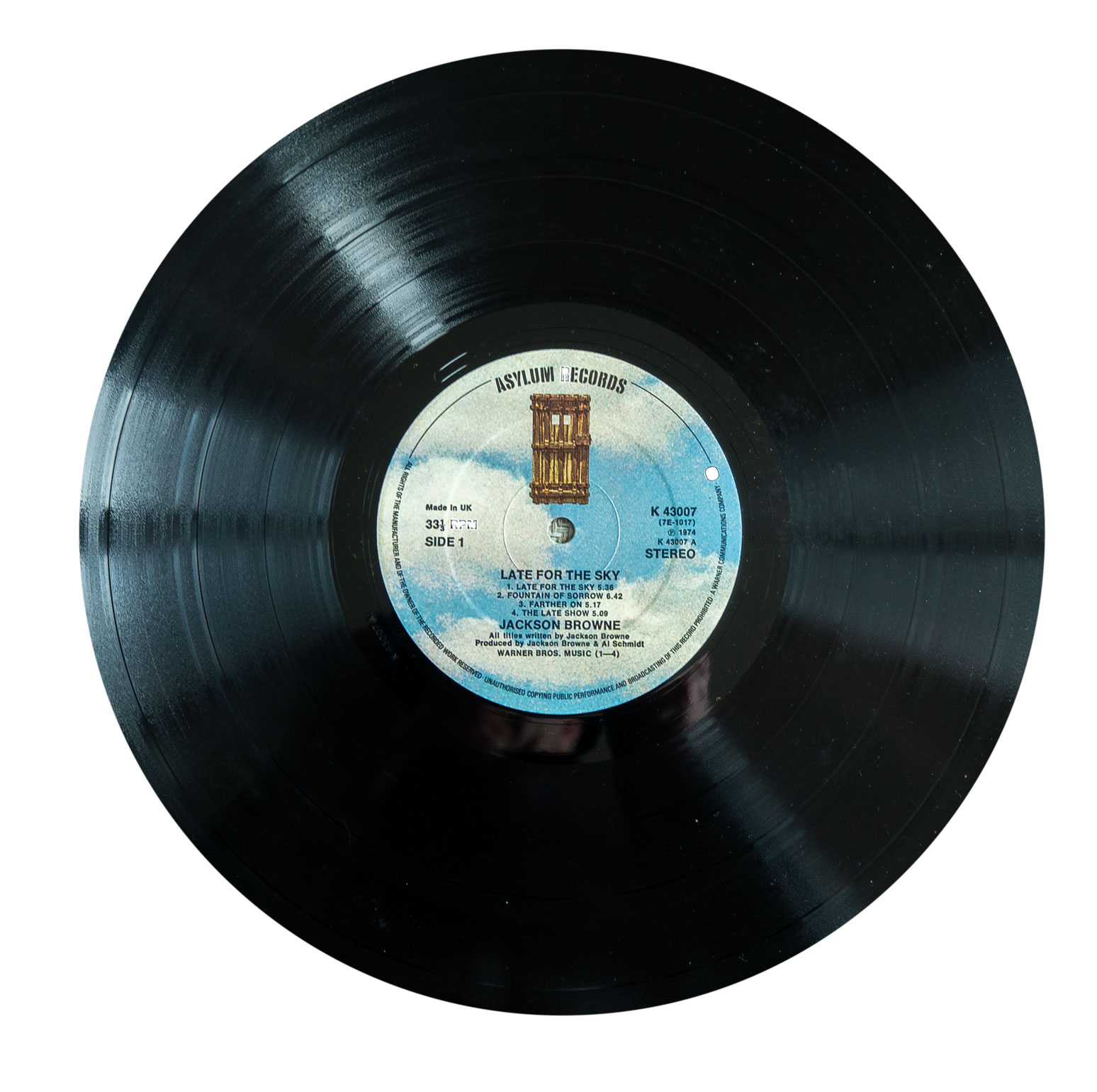 My copy of the vinyl 1974 album by Jackson Browne on the Asylum records label