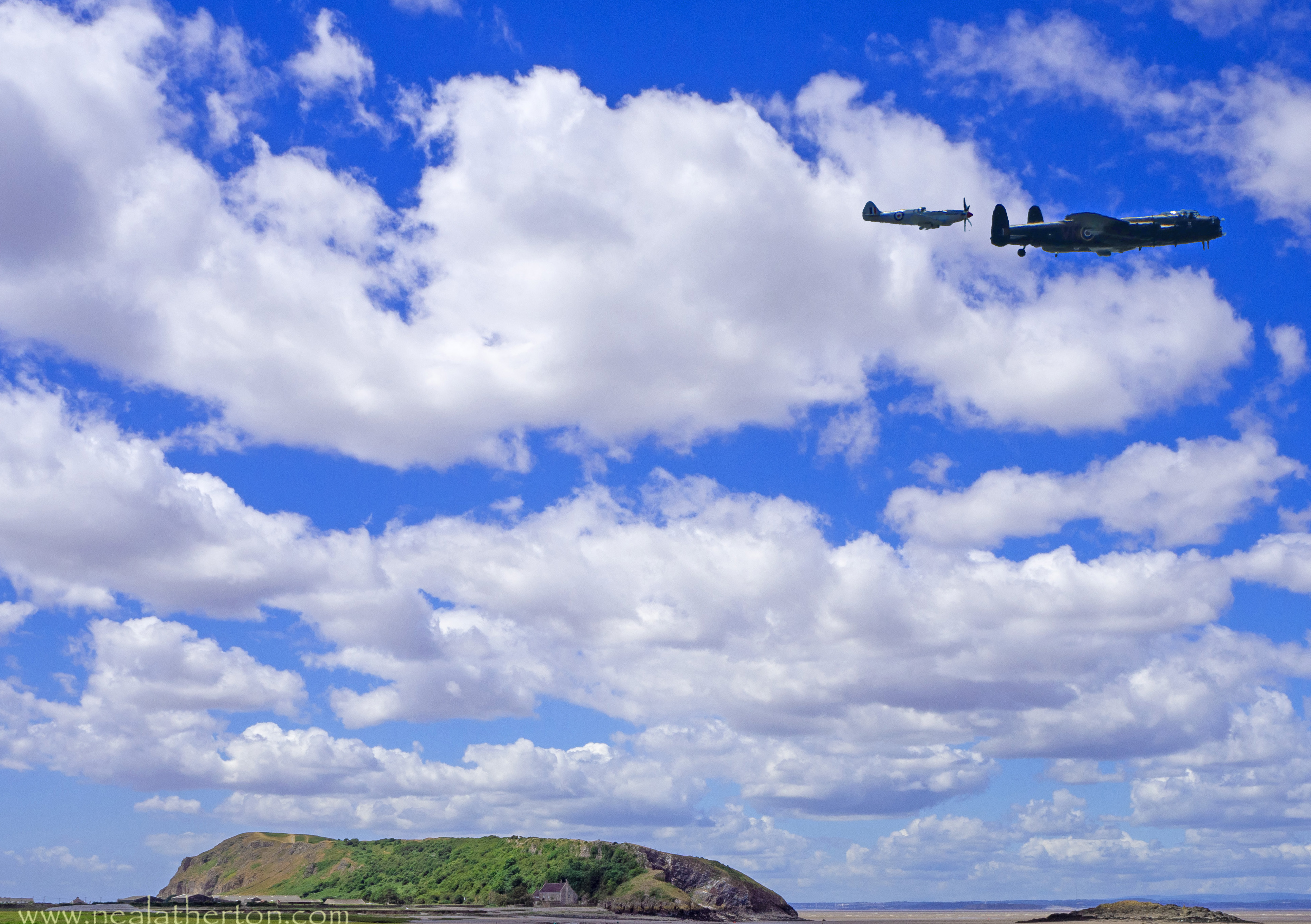 Battle of Britain Flight aircraft over Brean Down Somerset